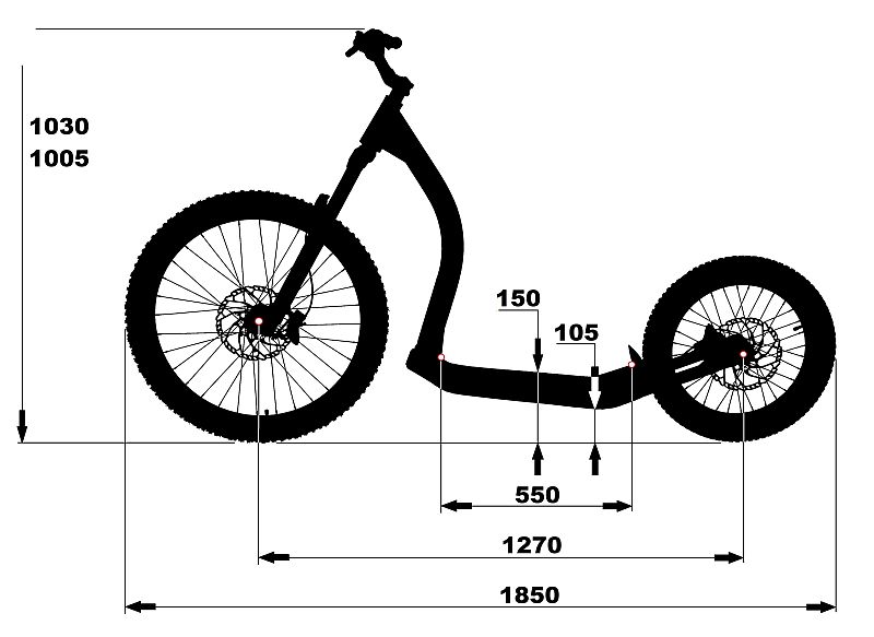 dimension de la trottinette Gravity Scooters DH Core