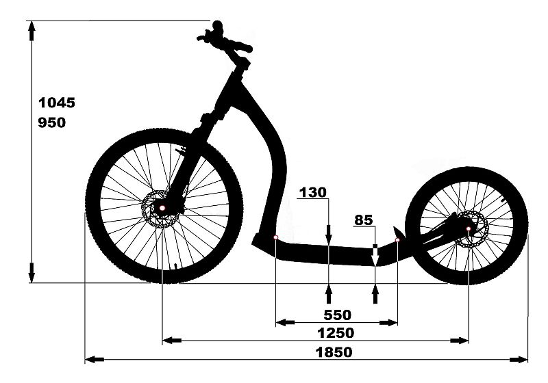 dimension de la trottinette Gravity Scooters M10 - CaniTrottinette